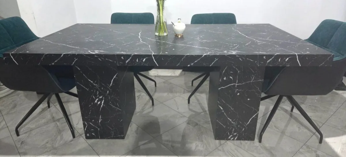 Black marble effect Dining table - Image 1