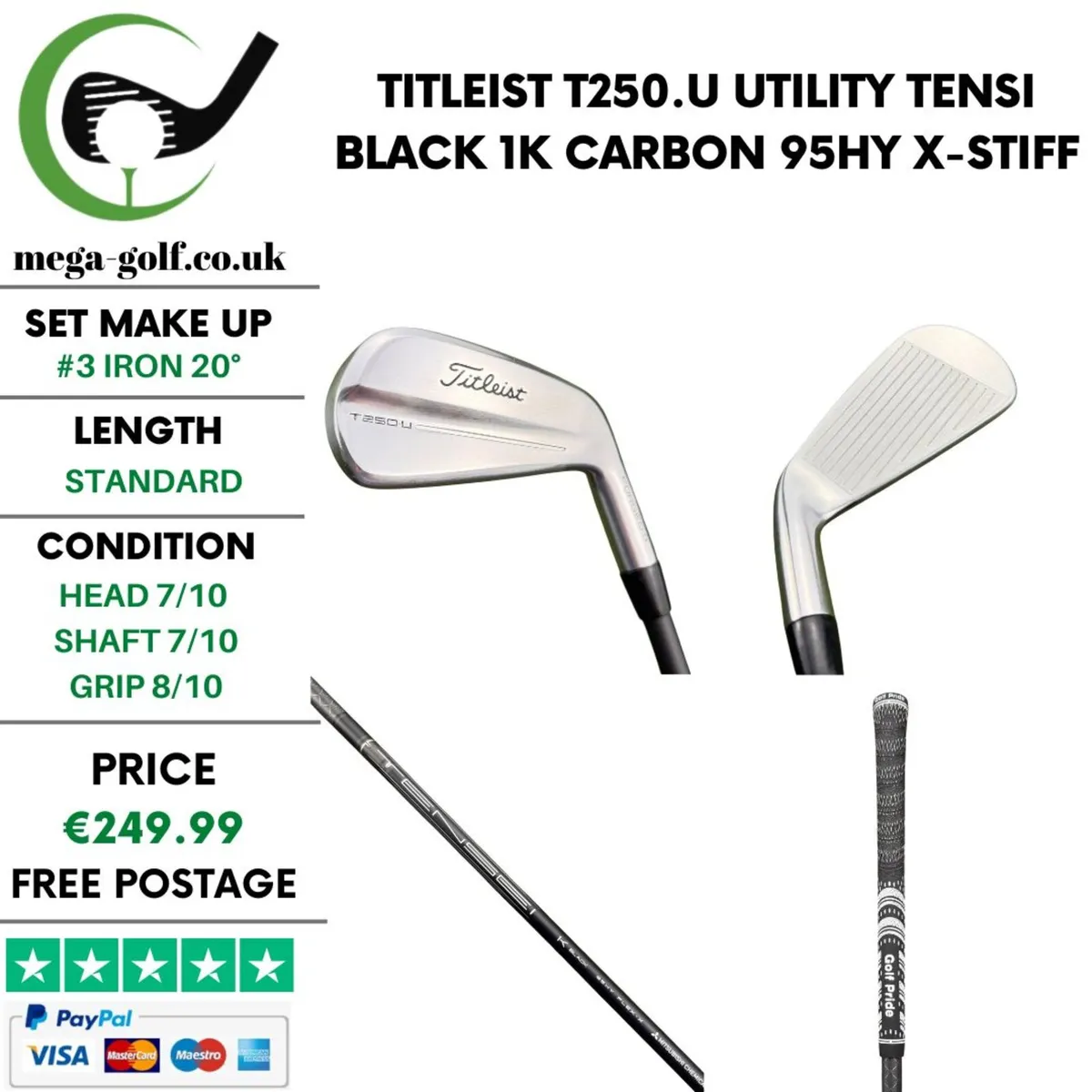 Titleist T250.U Utility #3 Iron 20° /  X-Stiff - Image 1