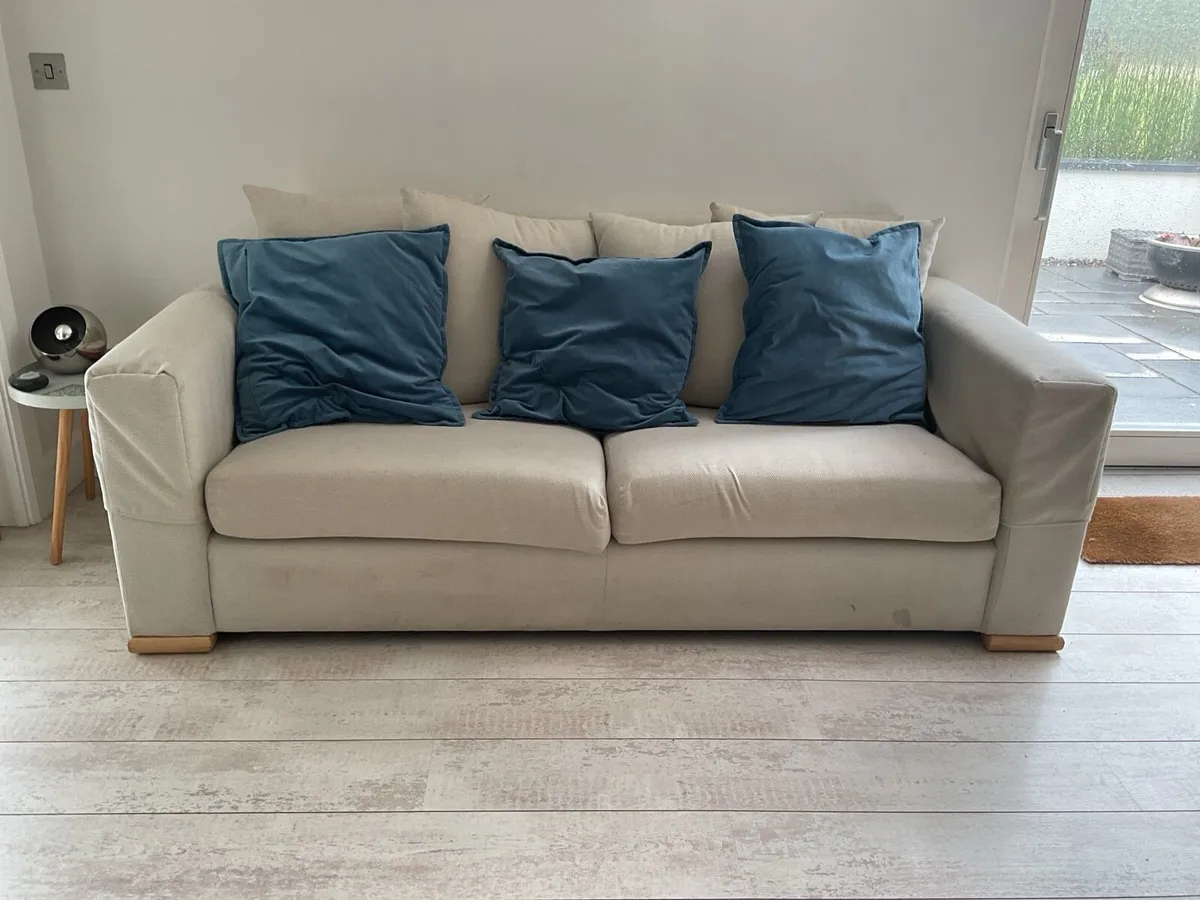 Three Seater Cream Couch - Image 1