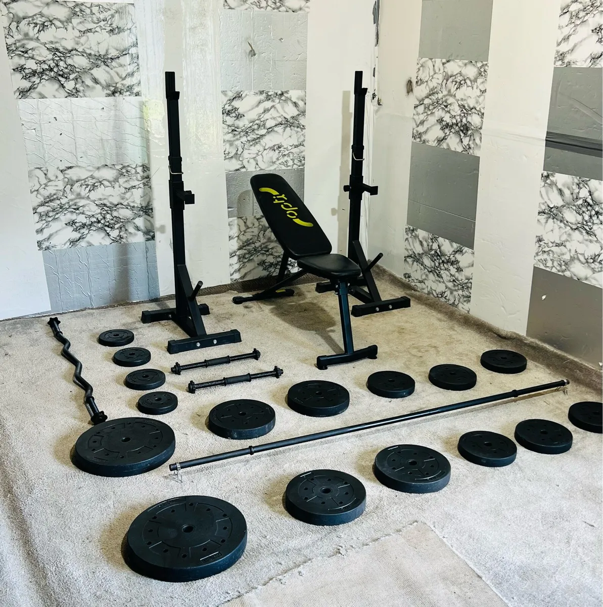 ADJUSTABLE RACK BENCH WEIGHTS BARBELL DUMBBELLS - Image 1