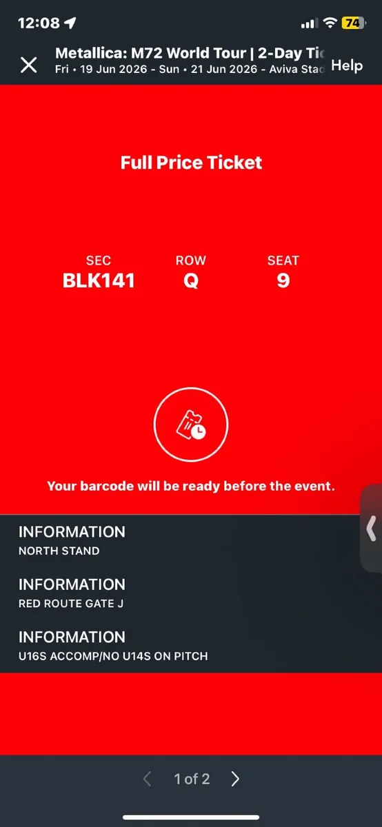METALLICA- 2 DAY TICKETS. June 19th+21st. - Image 1
