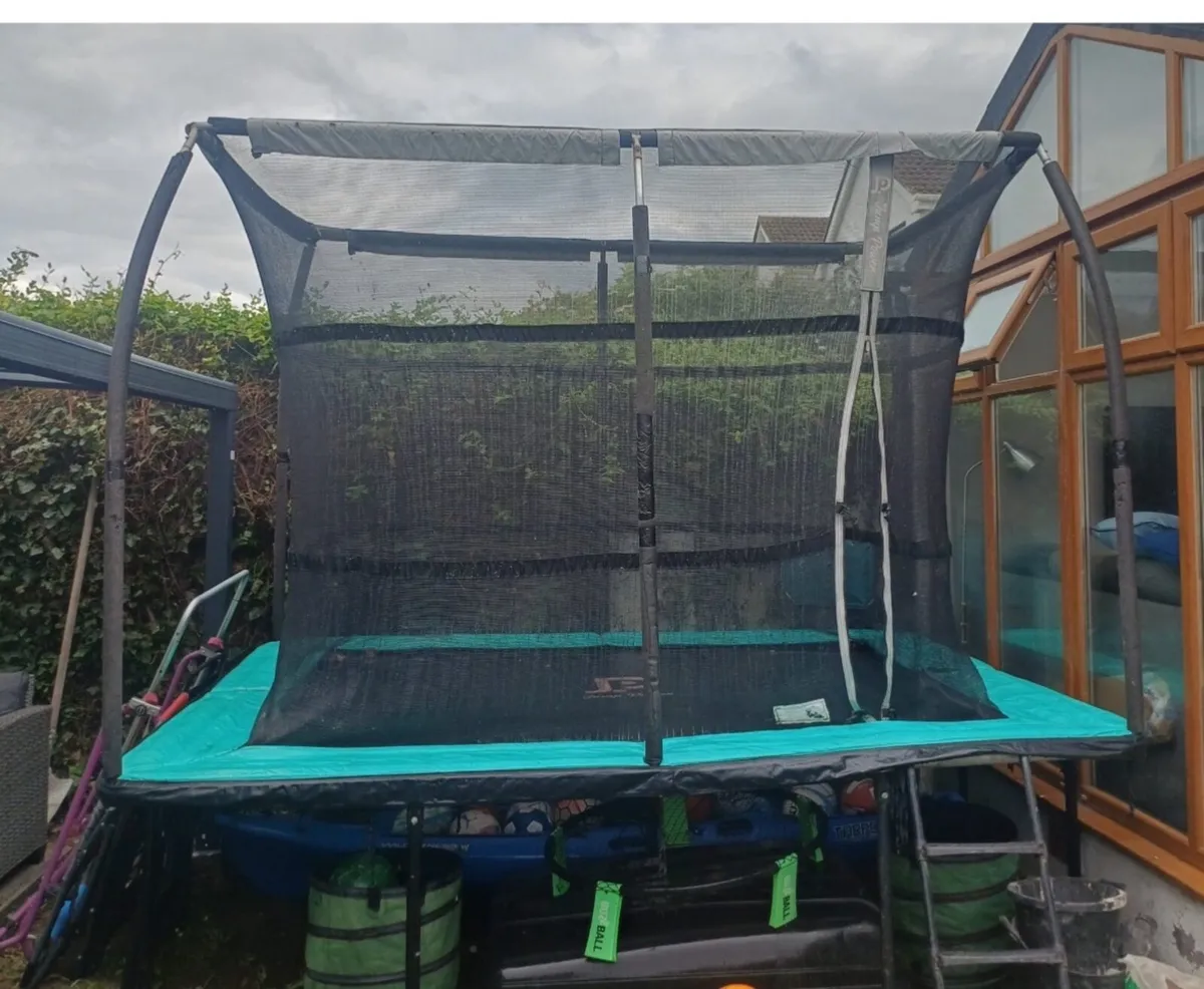 Large Rectangular Trampoline with Safety Net & Lad - Image 1