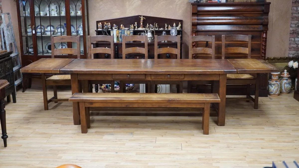 Solid Oak Rustic Refectory Table - Image 1