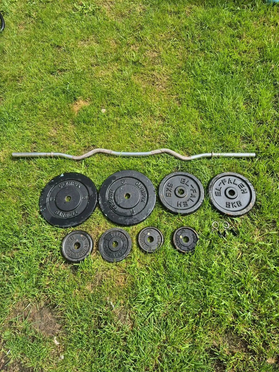Curl bar & weights plates 36kg