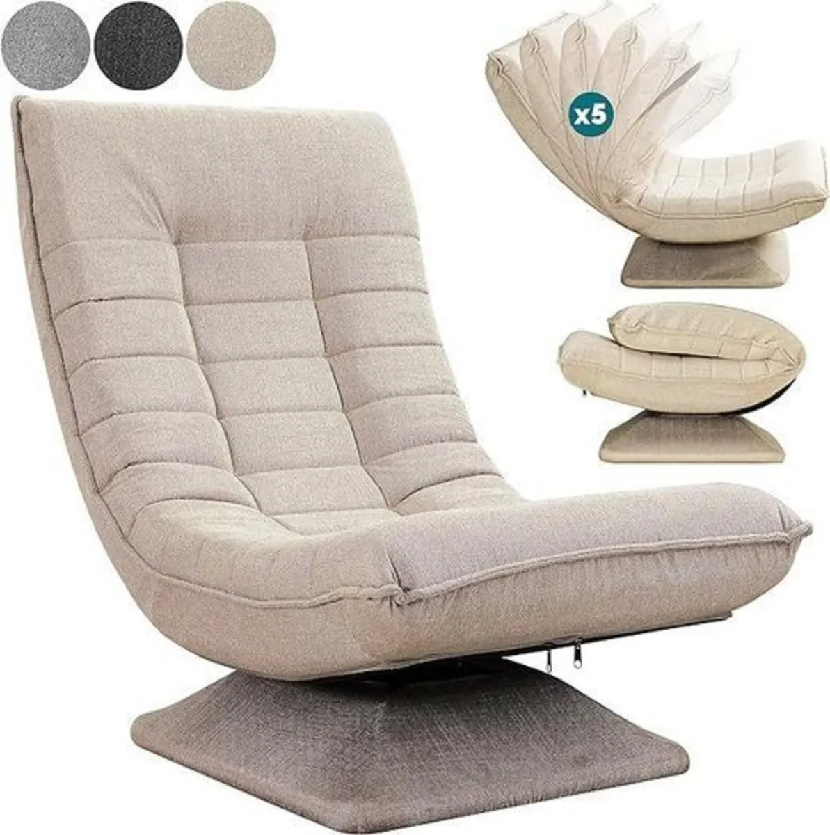 Armchair Recliner 360 deg 5-way adjustable backres - Image 1