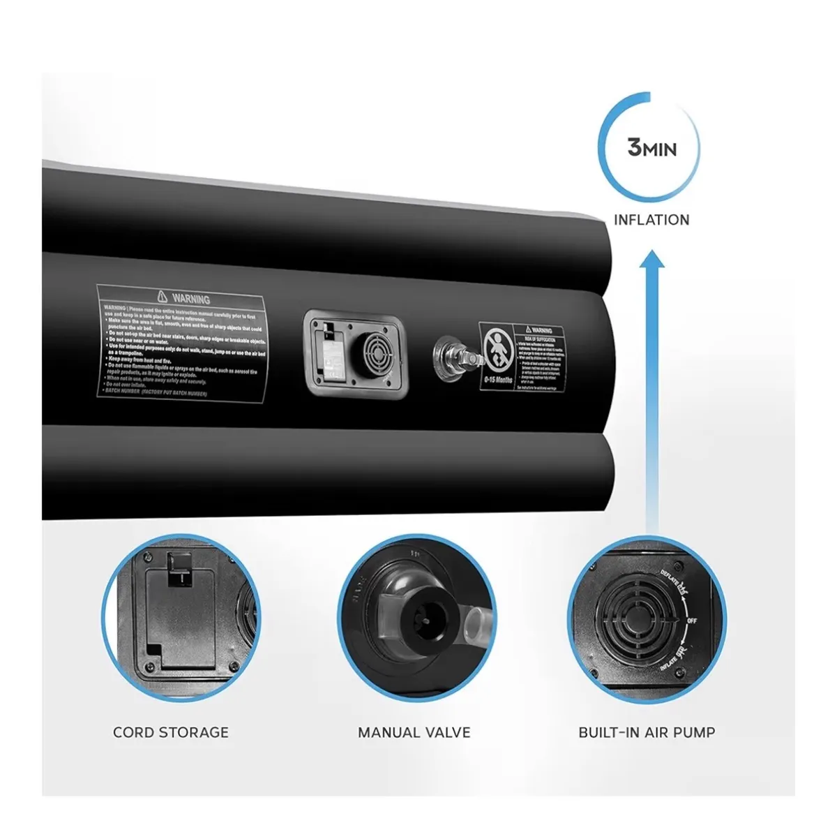 Double Air Bed with Built-In Electric Pump - Image 3