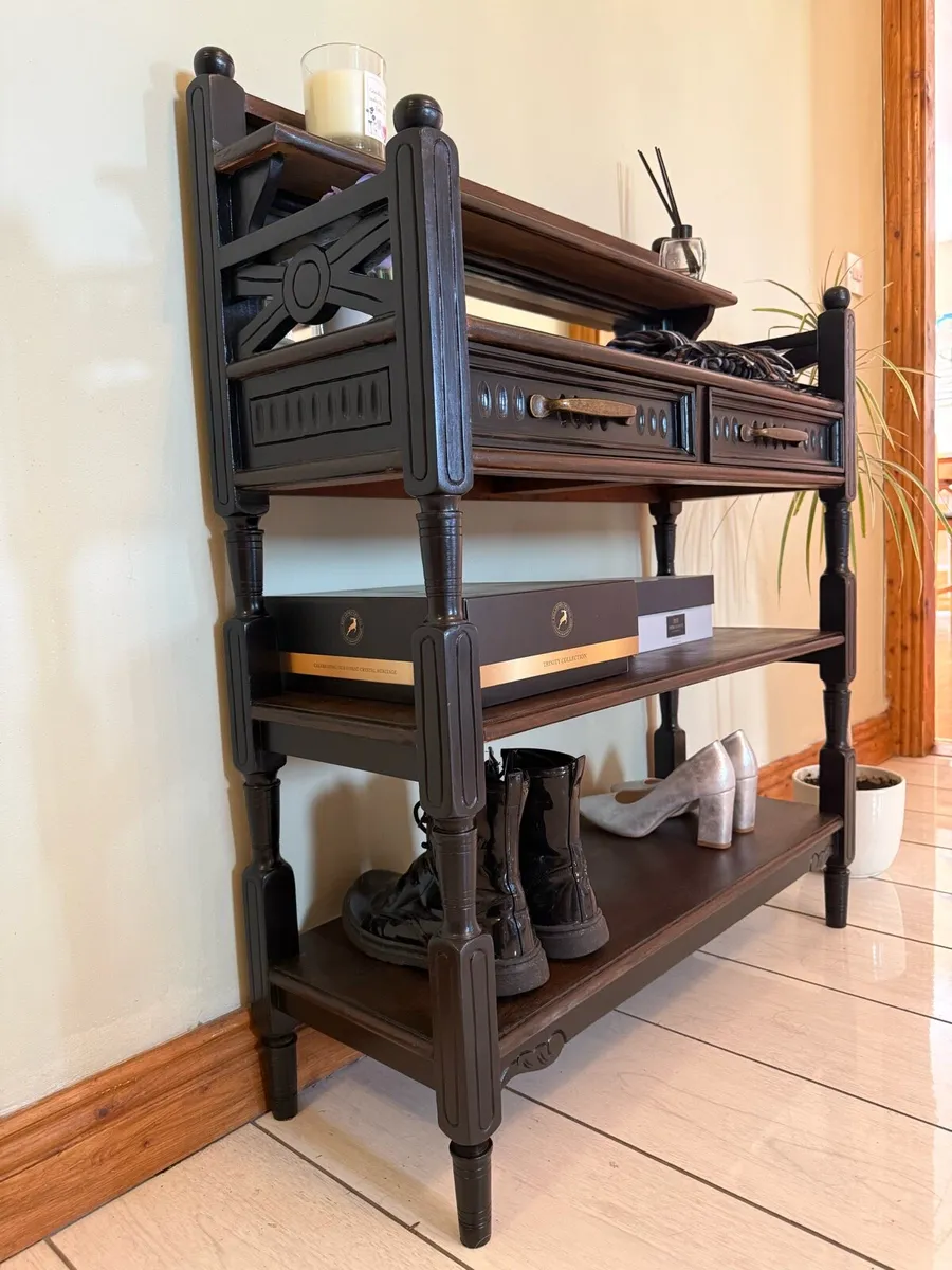 Bespoke Hand-Carved Mahogany Hallway Table/Vanity - Image 2