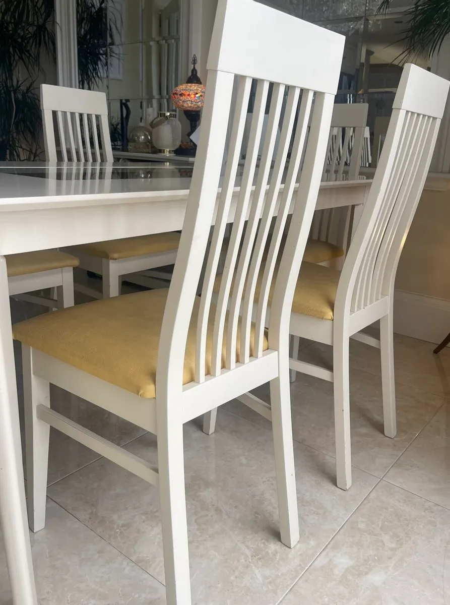 Ivory Table & 4 Chairs with Leather Seats - Image 3