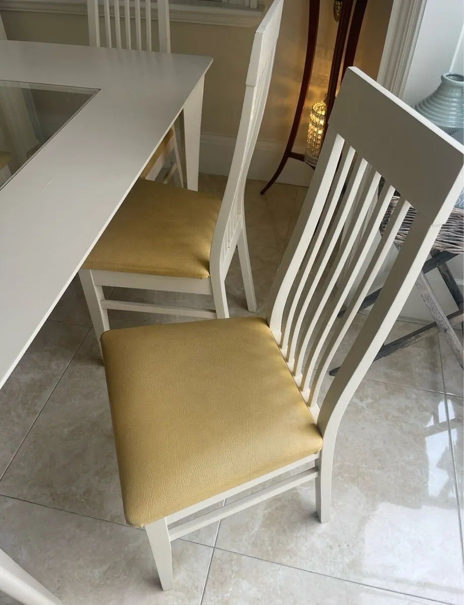 Ivory Table & 4 Chairs with Leather Seats - Image 2