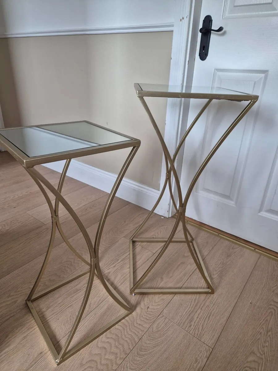 2 Gold Side tables - Image 1