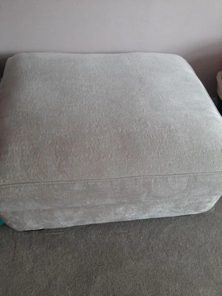 Cream fabric upholstered footstool with storage - Image 1