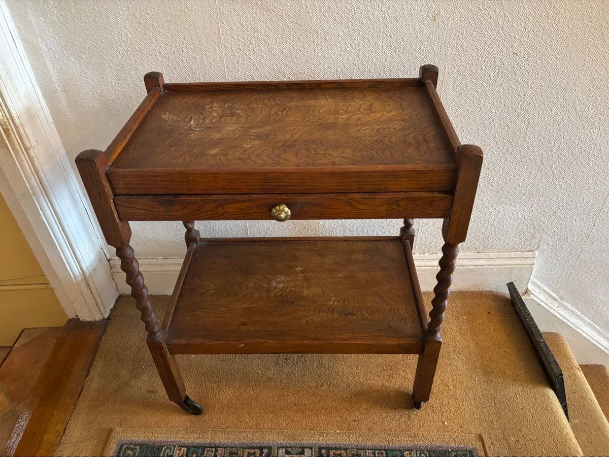 Oak Barley Twist Serving Trolly - Image 3