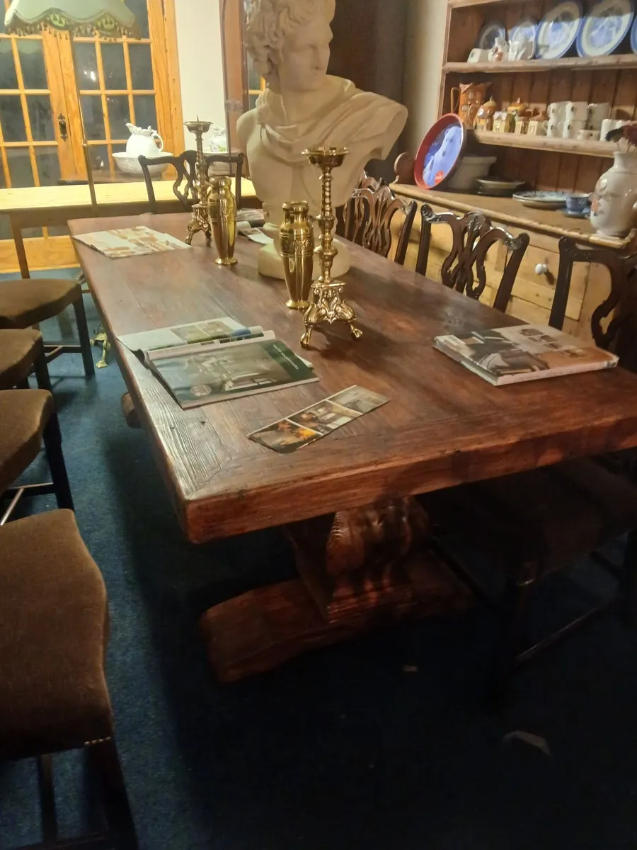 old pine refectory kitchen table - Image 1