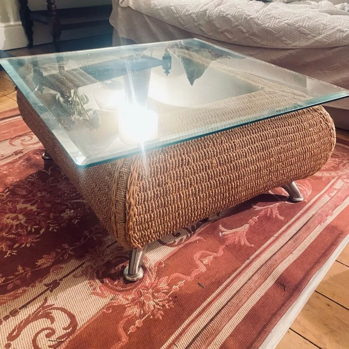 Coffee table with glass top and two matching occasional tables - Image 1