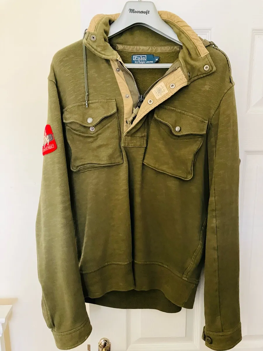 Polo Ralph Lauren army Jmper Hoodie rare! - Image 1