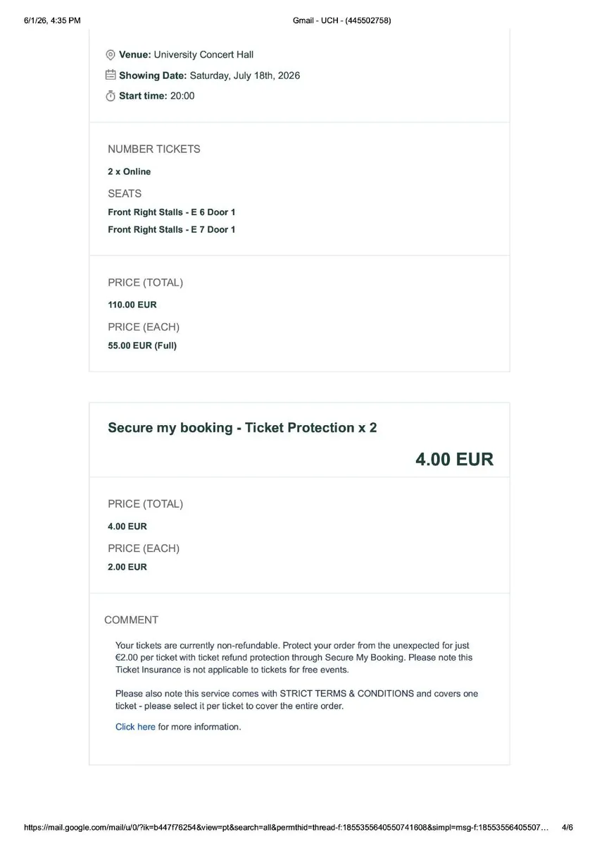Christy Moore tickets x 2 UCH Limerick Sat 18 July - Image 4