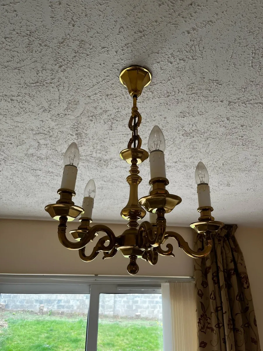 Solid Brass Chandelier & Wall light set - Image 1
