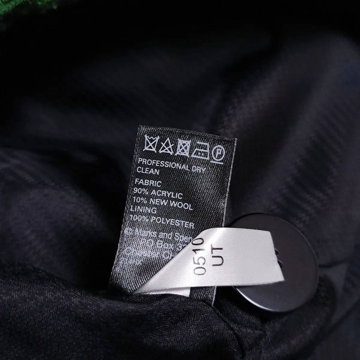 M&S Black Green Geometric Wool Jacket 10UK/38EU - Image 2