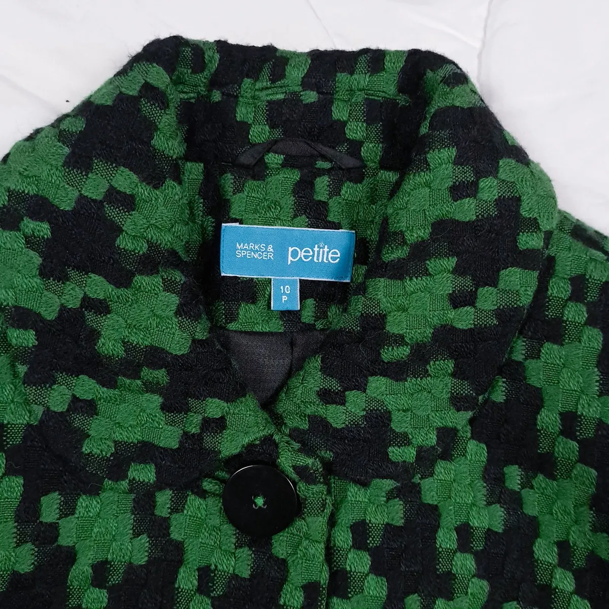 M&S Black Green Geometric Wool Jacket 10UK/38EU - Image 3