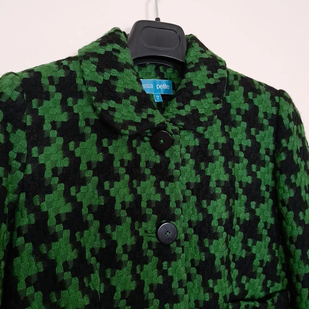 M&S Black Green Geometric Wool Jacket 10UK/38EU - Image 4