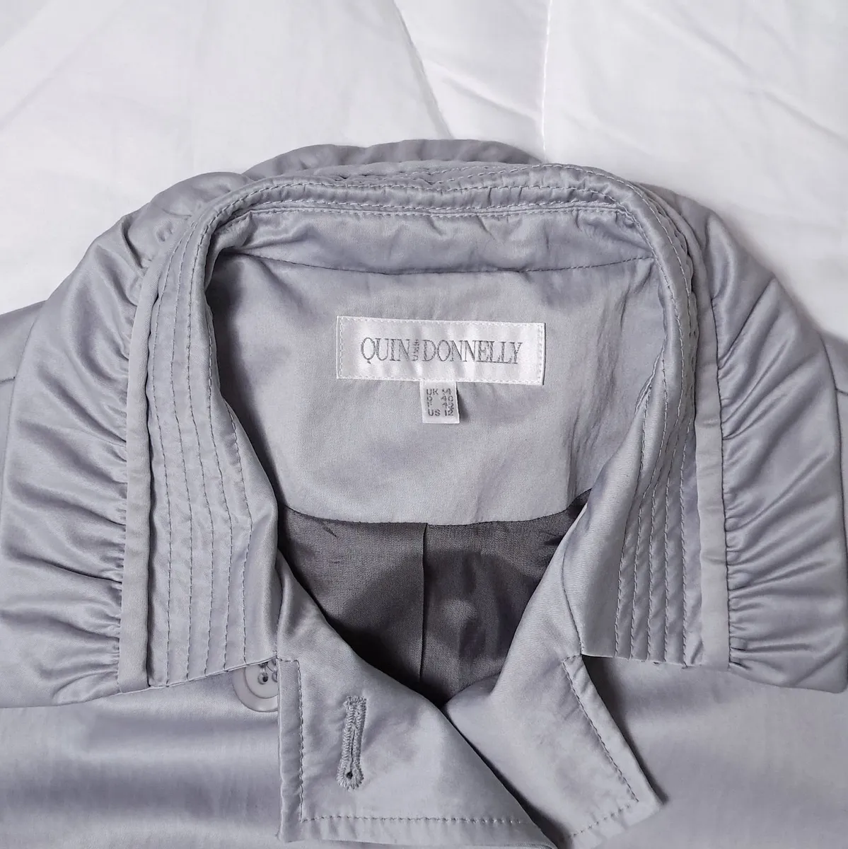 Quin & Donnelly Grey Blue Trench Coat 14UK - Image 4