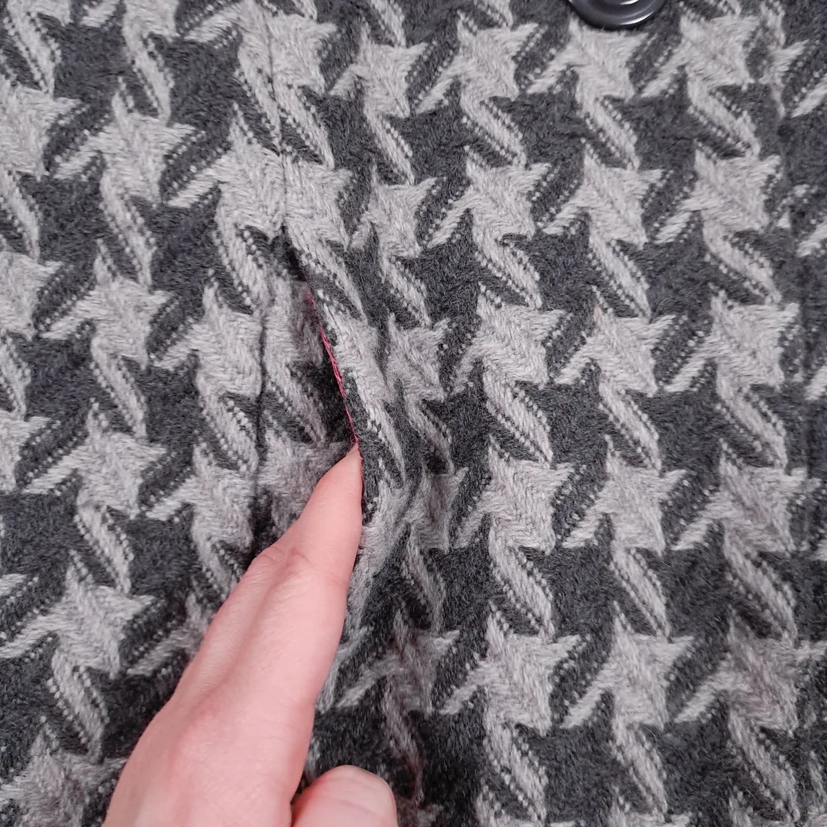 Monsoon Grey Houndstooth Wool Short Coat 10UK/38EU - Image 2