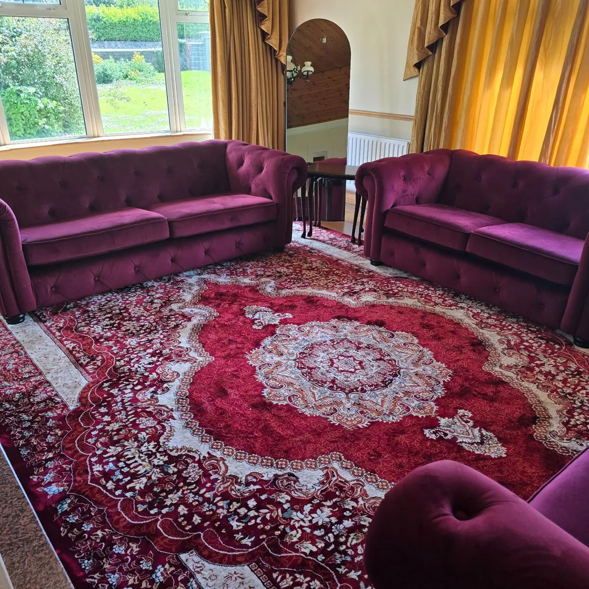 Rug, DFS velvet sofa set, Ikea hanging lights - Image 2