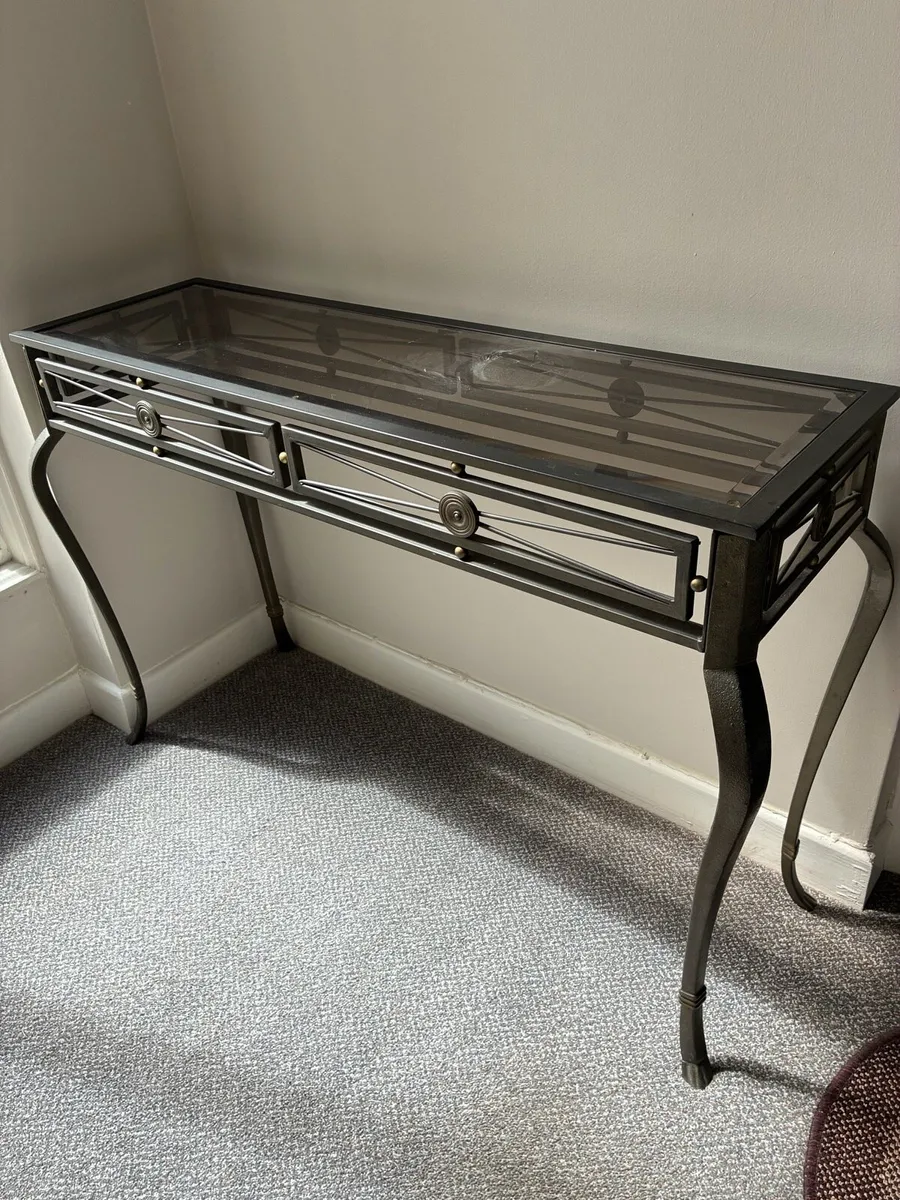 Large Quality Glass Top Console/ Hall Table - Image 1