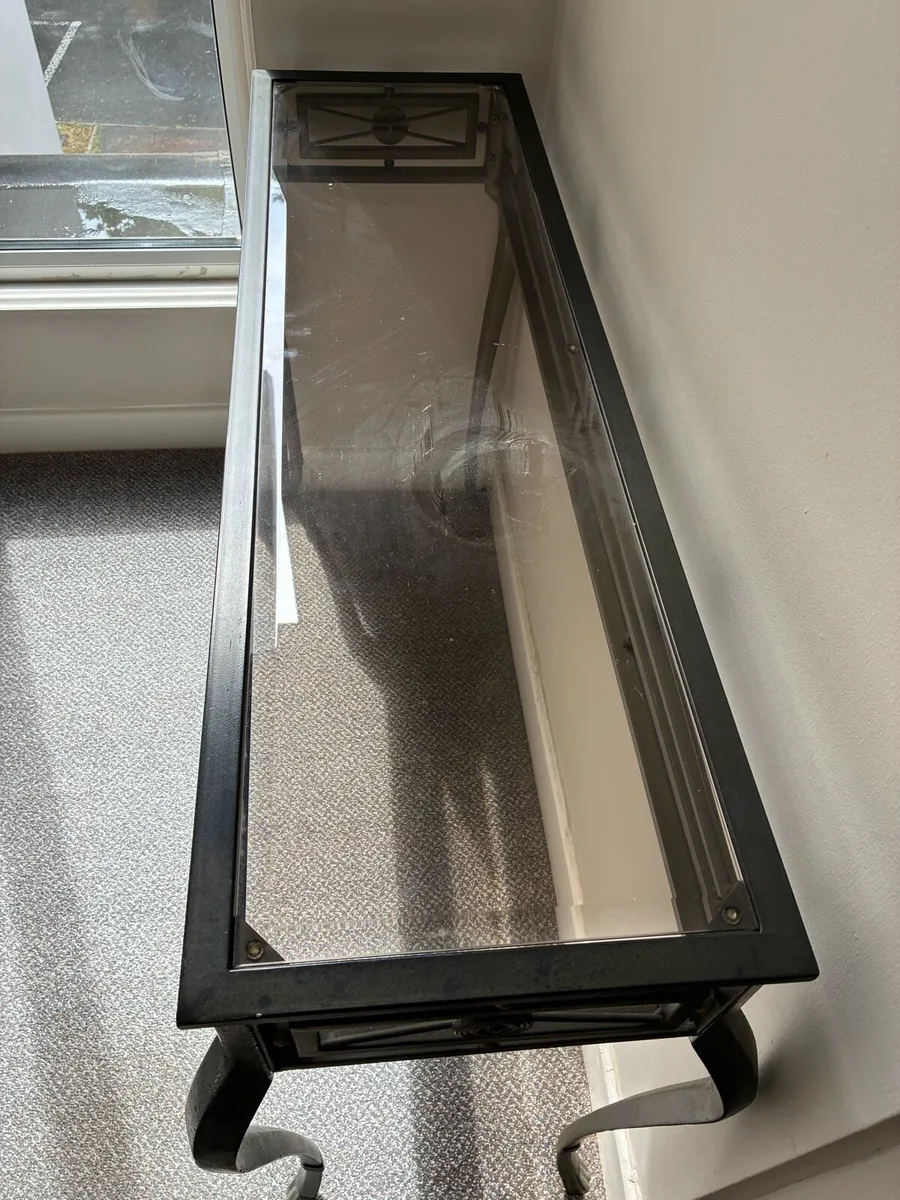 Large Quality Glass Top Console/ Hall Table - Image 3
