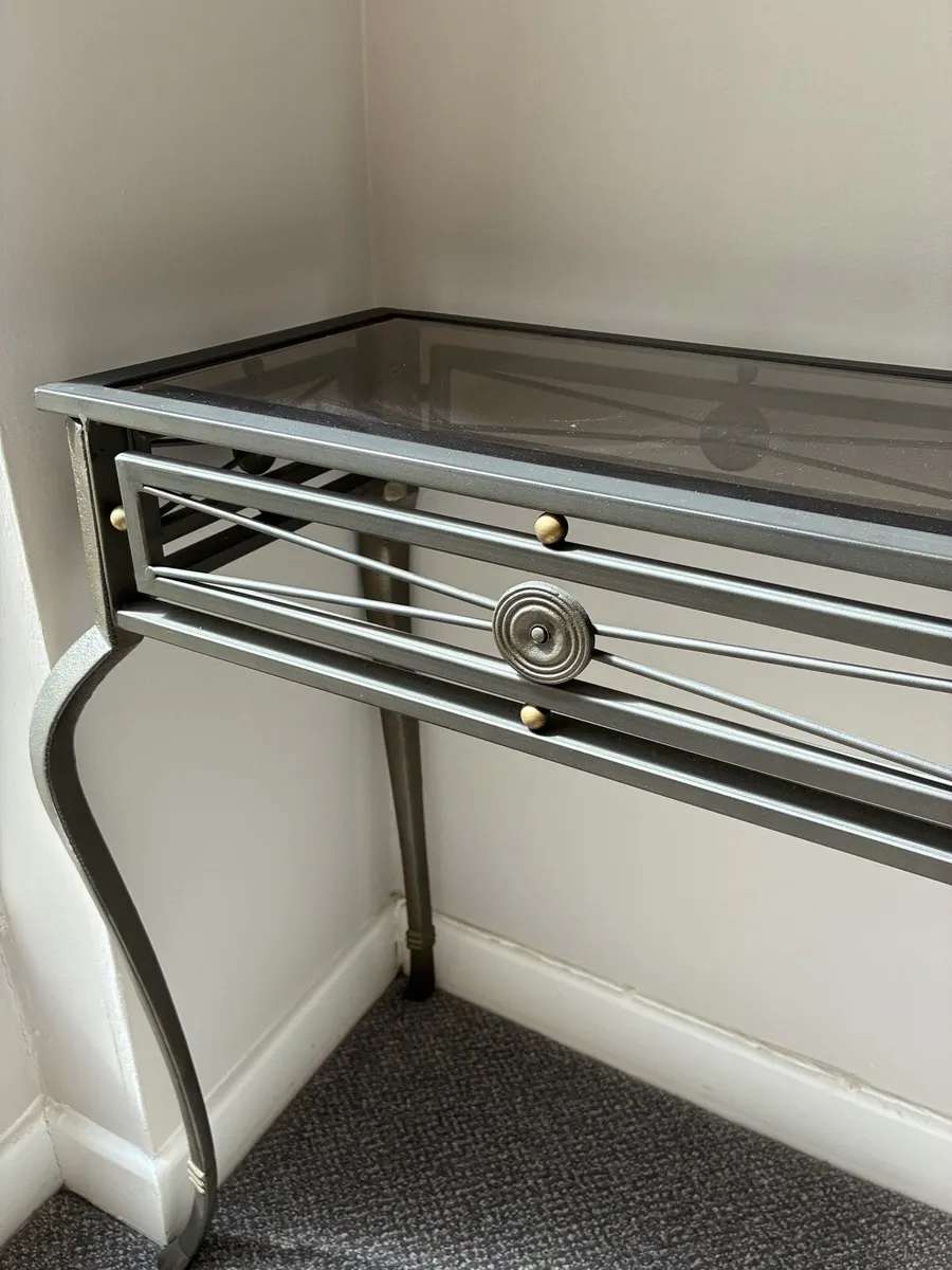 Large Quality Glass Top Console/ Hall Table - Image 2