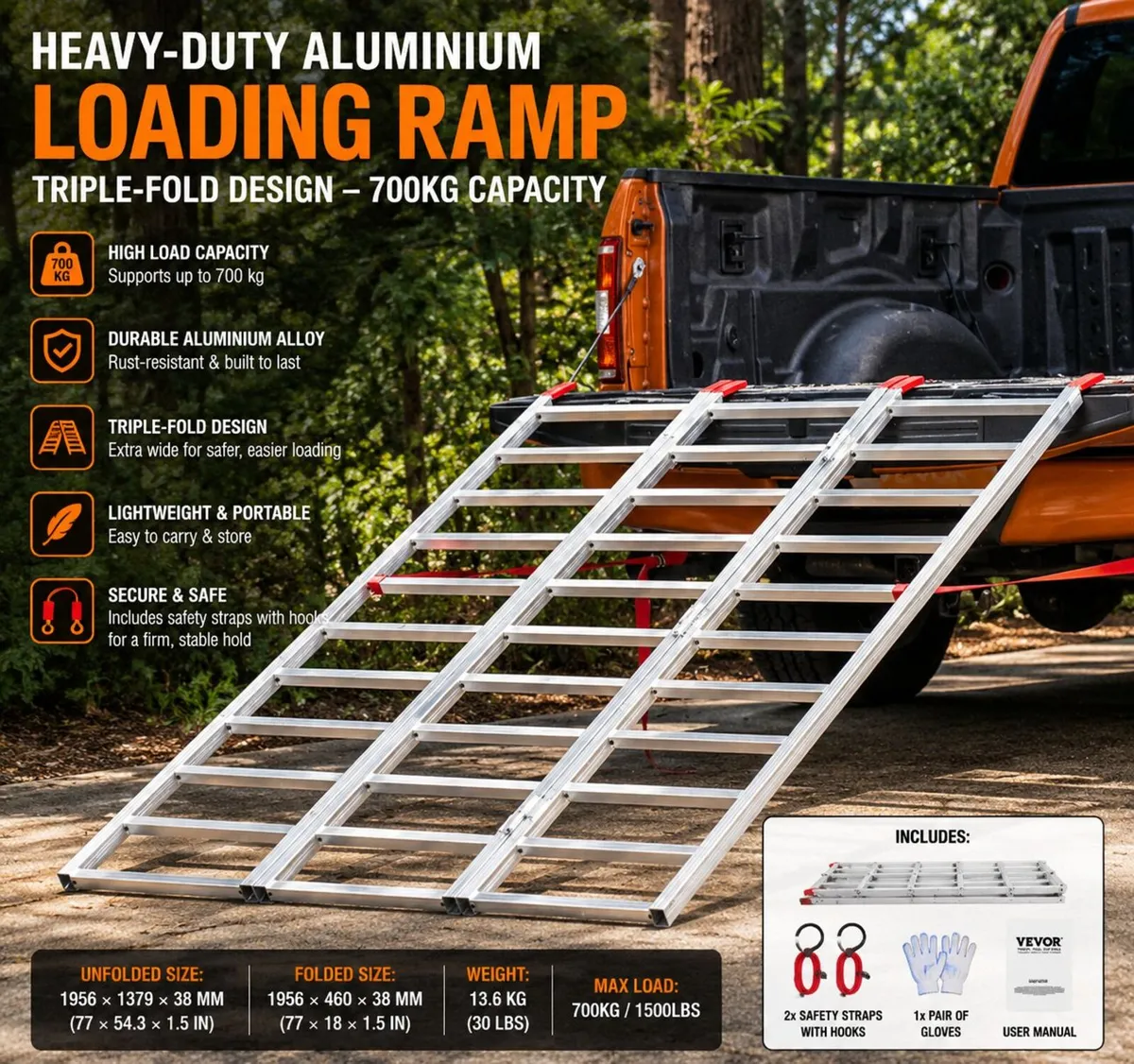 Heavy-Duty Aluminium Loading Ramp Triple-Fold Desi - Image 1