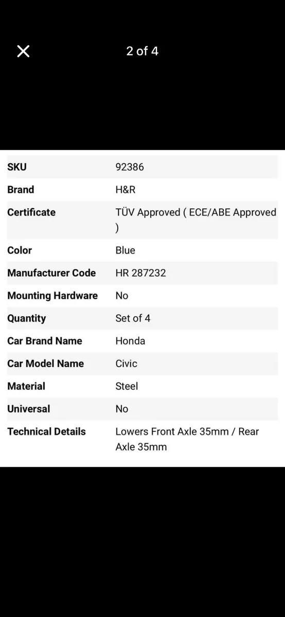 Honda Civic lowering springs - Image 2