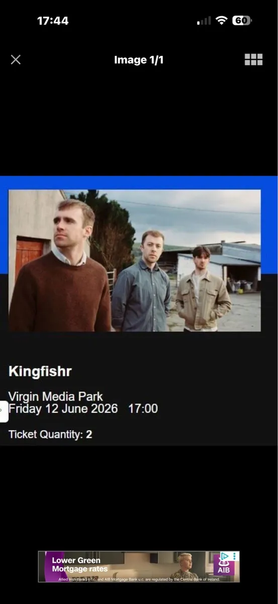 Kingfishr Cork Standing Ticket