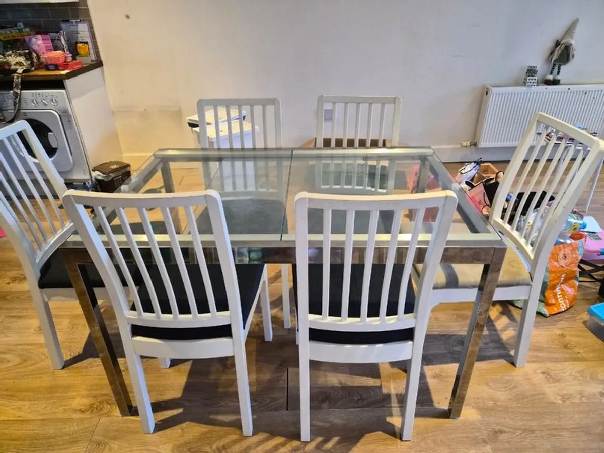 Donation Glass Table with 6 Chairs. Dublin 5 - Image 1