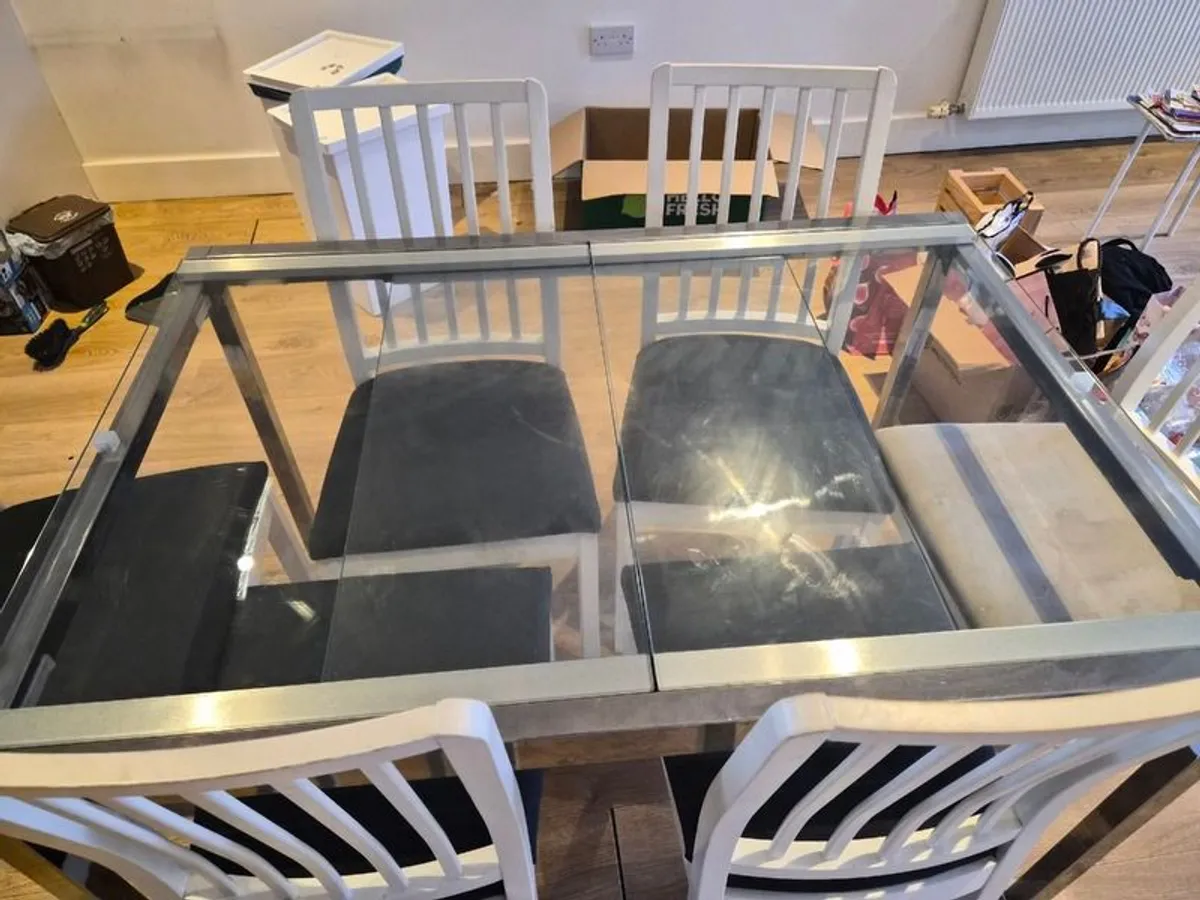 Donation Glass Table with 6 Chairs. Dublin 5 - Image 2
