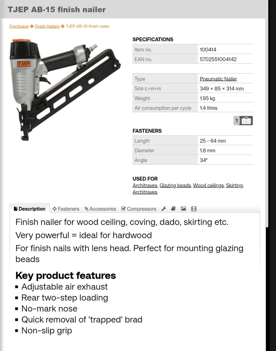 TJEP 15ga Pneumatic Nailer - Image 2