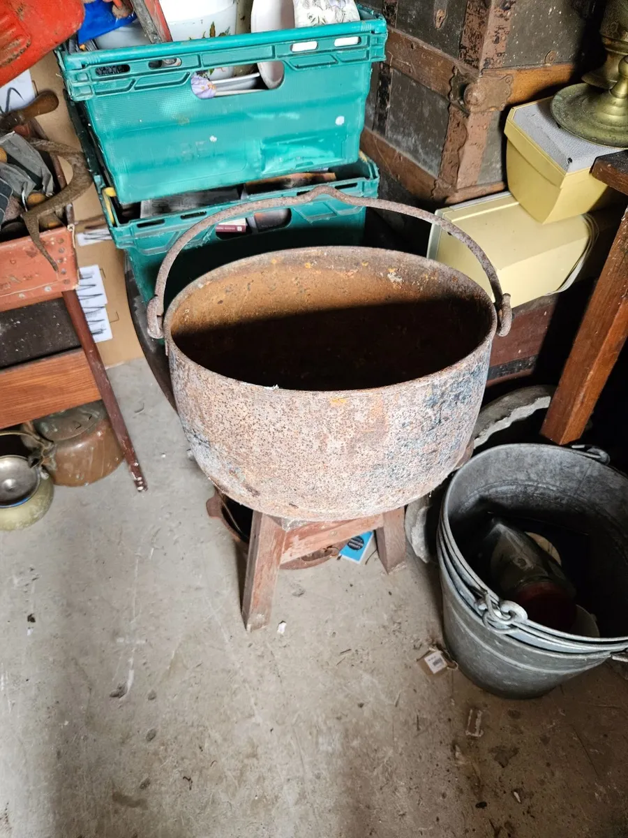 Vintage Antique Cast Iron Pot - Image 1