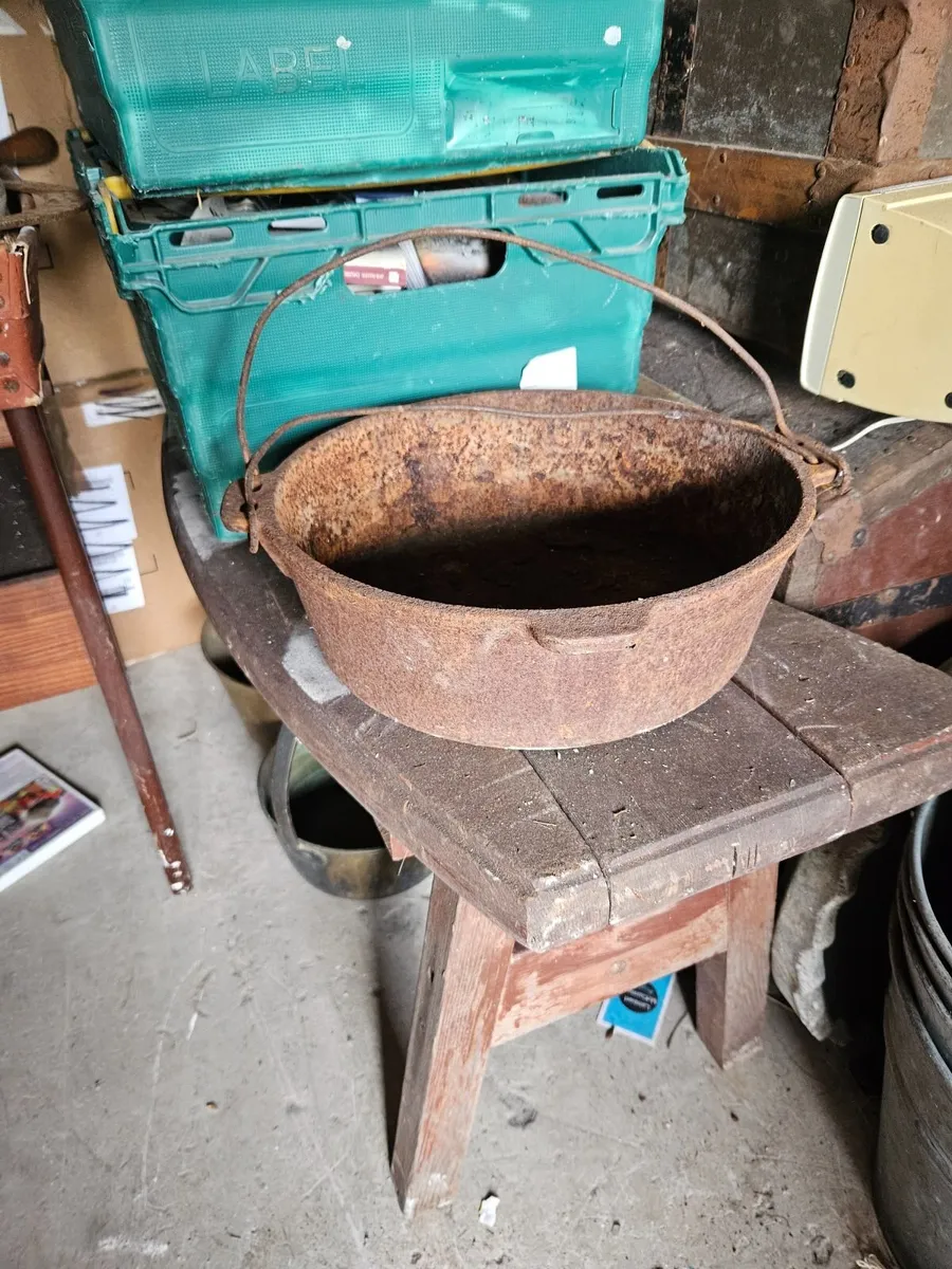 Vintage Antique Cast Iron Pot - Image 1