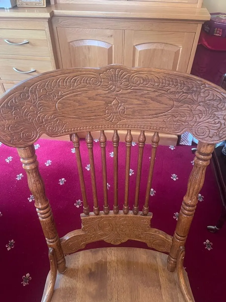 Oak dining chair set with carving embellishment - Image 1