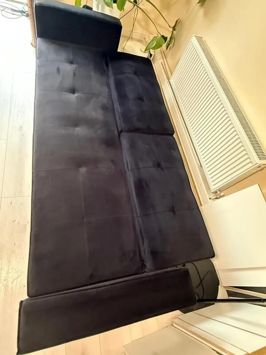 Velvety Black Sofa - Image 2