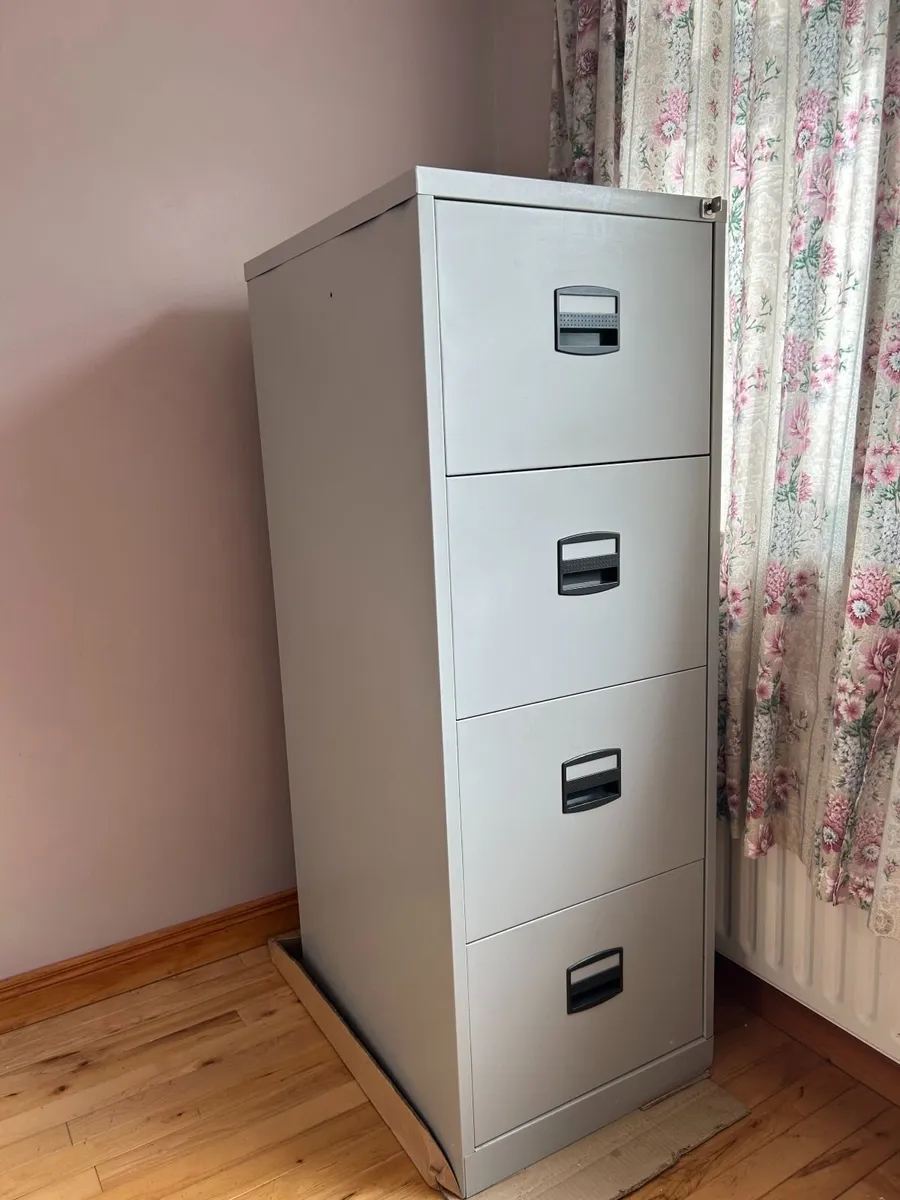 Grey Metal Filing Cabinet – 4 Drawer Storage Unit - Image 1