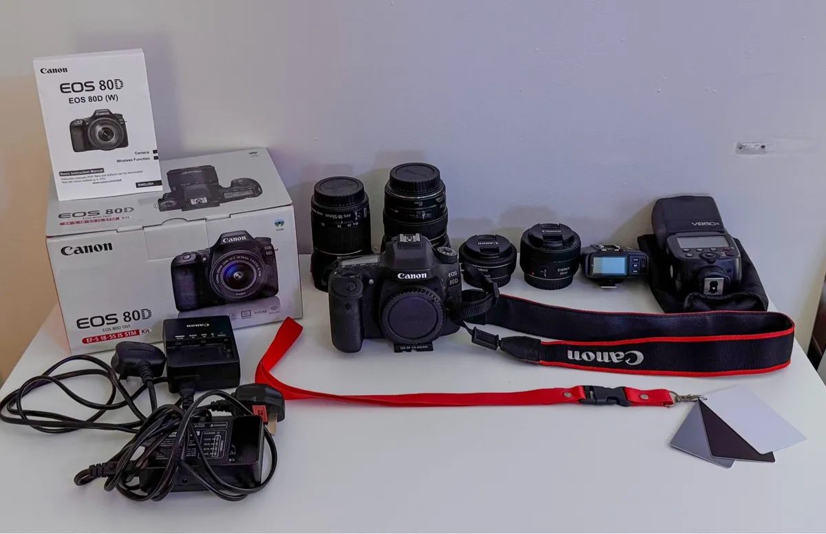 Canon EOS 80D DSLR Kit - 4 lenses,Godox Flash etc. - Image 1