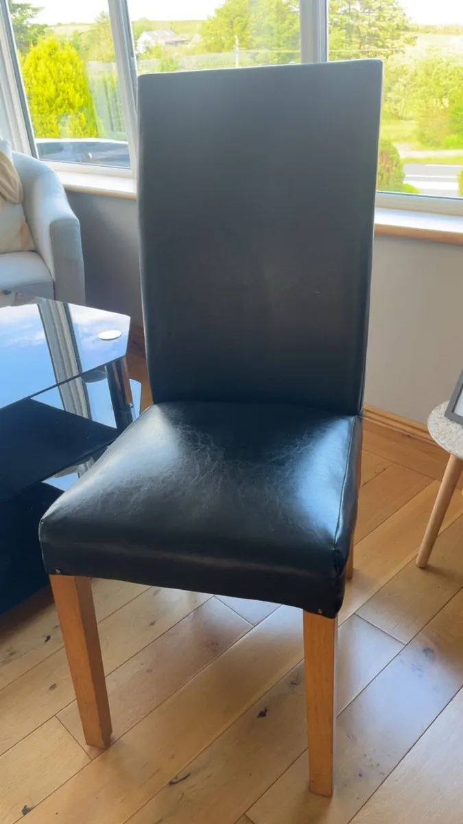 Leather Dining Chairs & TV Stand - Image 1