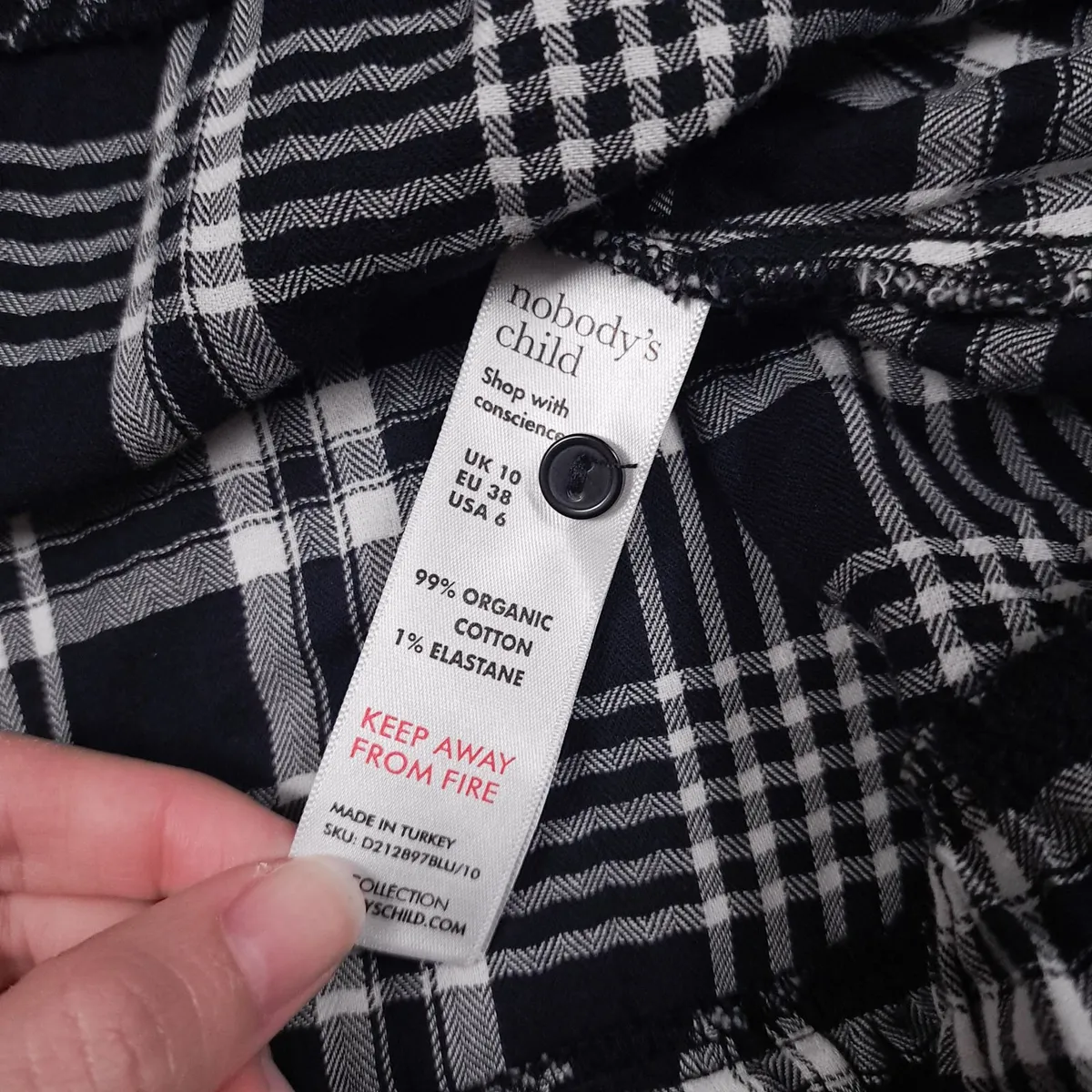Nobody's Child Black White Plaid Mini Dress 10UK - Image 2