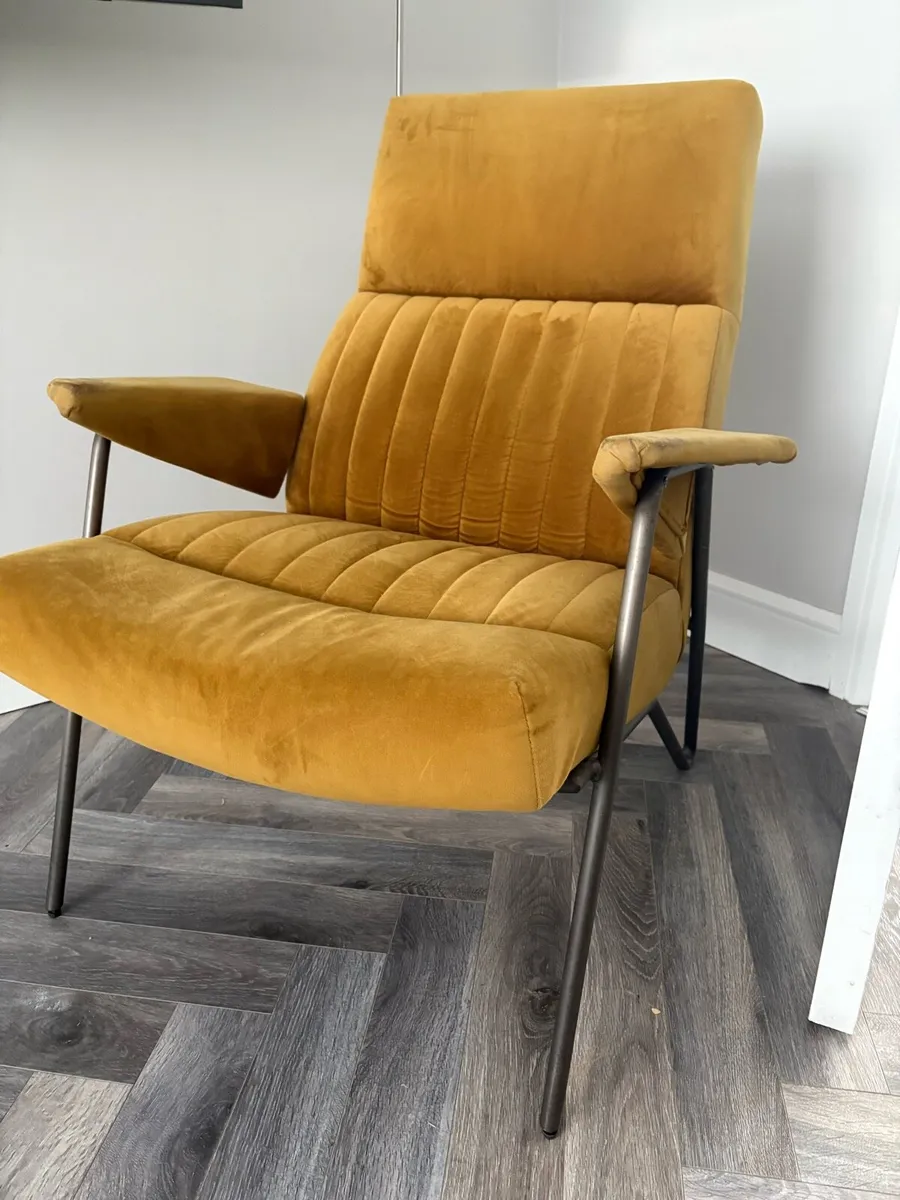 Coachyard Mustard Velvet Armchair - Image 2