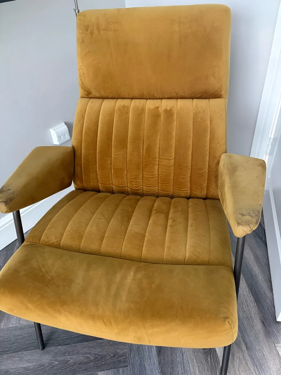 Coachyard Mustard Velvet Armchair - Image 1