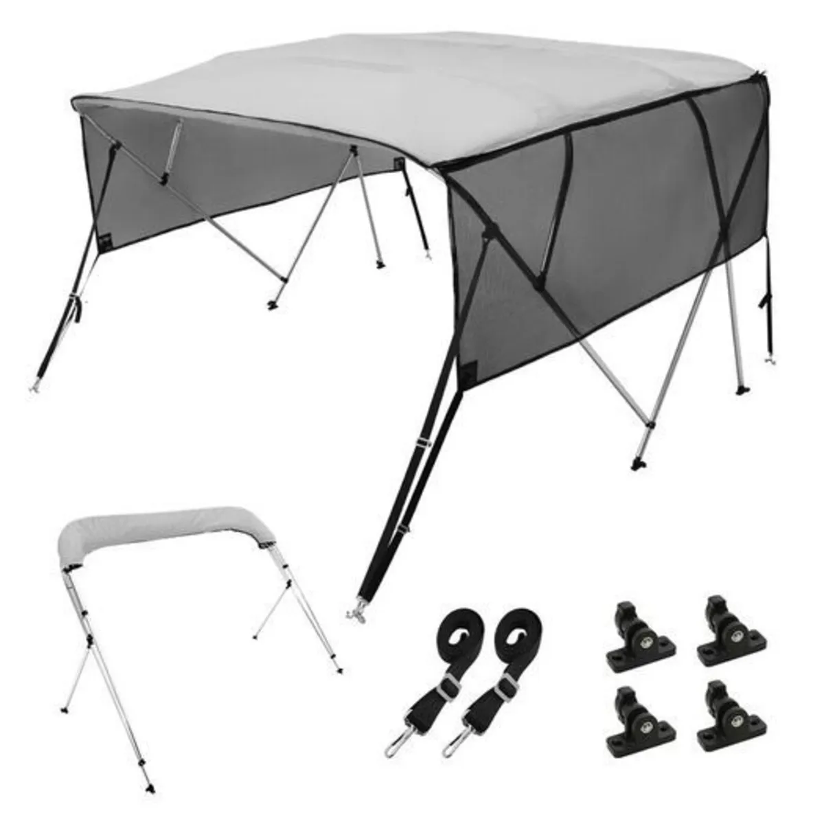 4 Bow Bimini Top Boat Cover, Detachable Mesh Sidew - Image 1