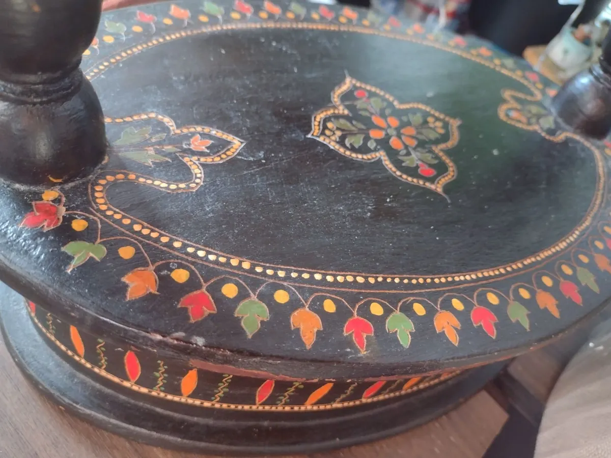 Handmade hand-printed Morocco mirror on stand - Image 2