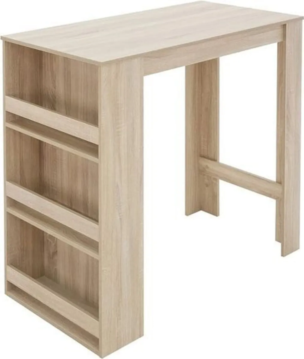 .Bar Table with Storage Shelves – Sonoma Oak or Wh - Image 4