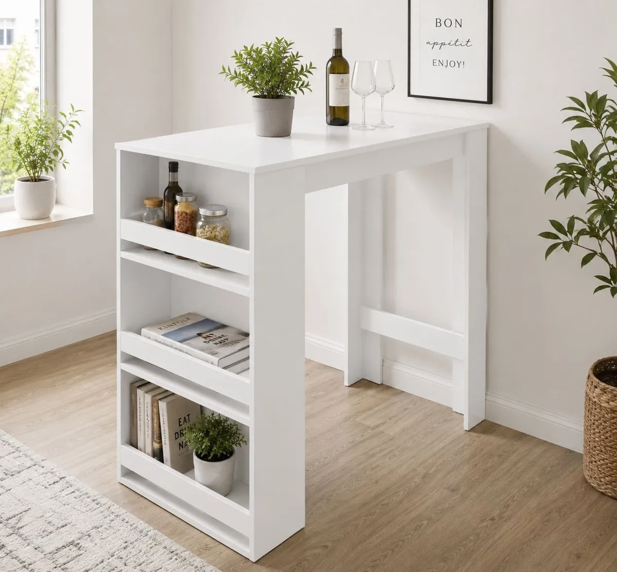 .Bar Table with Storage Shelves – Sonoma Oak or Wh - Image 1